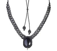 YSJNGF Cabochon Crystal Collar Choker for Women Men Adjustable Nylon Braided Oval Pendant Necklace Healing Stone Jewelry Gifts