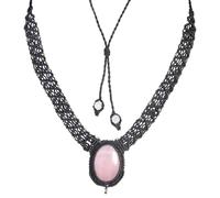 YSJNGF Cabochon Crystal Collar Choker for Women Men Adjustable Nylon Braided Oval Pendant Necklace Healing Stone Jewelry Gifts