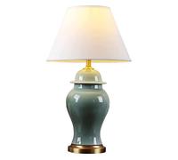 YSJNGF Ceramic Table lamp Green Ceramic Table Lamps Desk Lights Postmodern Light Luxury Bedside Nightstand Lamp with Fabric Shade Desk Lamp for Living Room, Bedroom Lamps