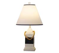 YSJNGF Ceramic Table lamp Red and White Resin Table Lamps American Retro Table Lamp Desk Lamp Hemp Rope Bedside Nightstand Lamp for Bedroom Living Room Night Light Lighting Lamps (Color : A, Siz