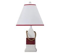 YSJNGF Ceramic Table lamp Red and White Resin Table Lamps American Retro Table Lamp Desk Lamp Hemp Rope Bedside Nightstand Lamp for Bedroom Living Room Night Light Lighting Lamps (Color : A, Siz