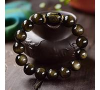 YSJNGF Charm bracelet Heart Sutra Bucket Beads Natural Black Golden Obsidian Black Obsidian Gemstone Healing Energy Beaded Adjustable Feng Shui Wealth Bracelet Protection Talisman Prosperity Women Men