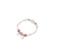 YSJNGF Charm Bracelet Moon Star Yellow Purple Crystal Strawberry Crystal White Moonstone Gold Color Charm Bracelets for Women Fashion Jewelry (Size : Pink)