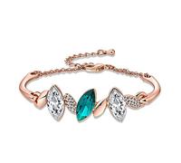 YSJNGF Charm Bracelet Rose Bracelet for Women Blue Austrian Crystals Oval Shape Beach Chain