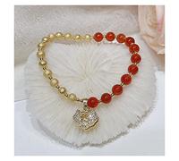 YSJNGF Charm Bracelet Tiger/Purse/Lucky Lock Crystal Charm Natural Red Agate Beaded Bracelets for Women Couple Fine Jewelry Birthday Gifts (Size : Tiger 3)