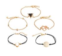 YSJNGF Charm Jewelry 2023 New of Bohemian Hollow 5 Alloy Set Disc Bracelet Love Moon Bead Bracelets Thin Line Watches for Men