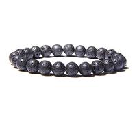 YSJNGF Charm Jewelry Men Bracelets Natural Bracelet Polished 8 Mm Lapis Lazuli Beads Bangle Elastic Women Jewelry,8.kunsite,21cm (Color : 26.Lava Stone, Size : 19cm)