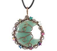 YSJNGF Crescent Moon Star Crystal Necklace for Women Men Reiki Healing Stone Copper Wire Wrapped Pendant with Adjustable Cord