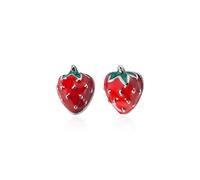 YSJNGF Earrings for Women, S925 White Mushroom Nail Female Korean Literary Cute Little Strawberry Sweet FashionEarrings
