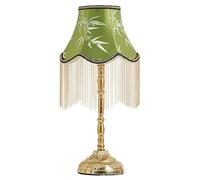 YSJNGF Emerald Green and Gold Table Lamp Leaf Fabric Shade 20.5" Tall Skinny Table Lamp Single Farmhouse Bedside Lamp Retro Vintage Nightstand Night Light for Bedroom Living Room Office Home