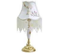 YSJNGF French Country Farmhouse Table Lamps Flower Shade White Gold Antique Table Lamp Pull Chain Rustic Bedside Nightstand Lamp Vintage End Lamp for Bedroom Living Room Home House Office