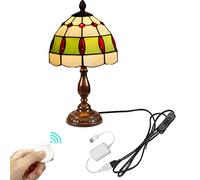 YSJNGF Glass Remote Control Accent Desk Bedside Table with Stained Lamp Shade Light Fixture for Living Room Bedroom Kitchen,by Seaside Village