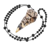 YSJNGF Gothic Crystal Raven Skull Necklace Crow Head Bird Stone Pendant Black Beaded Necklaces Viking Jewelry for Men Women