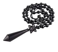 YSJNGF Healing Crystal Point Pendant Necklace with Beads Chain Adjustable, Merkaba Pendulum Dowsing Chakra Pendant