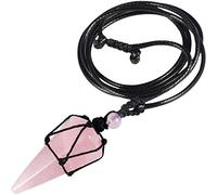 YSJNGF Healing Crystal Point Stone Pendant Necklace for Women and Men, Reiki Chakra Dowsing Divination Pendulum, Adjustable