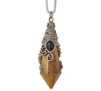 YSJNGF Hexagonal Faceted Pendant Necklace Healing Crystal Points Wrapped Pendulum Chakra Jewelry for Unisex