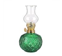YSJNGF Indoor and Outdoor Classic Kerosene Lamp, Old-Fashioned Retro Glass Oil Lamp, Transparent Base Oil Lamp, Adjustable Brightness, 18.5 Cm, Creative Desktop Decoration,Clear(Color:Green)