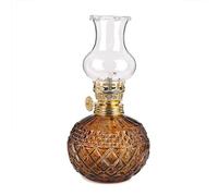 YSJNGF Indoor and Outdoor Classic Kerosene Lamp, Old-Fashioned Retro Glass Oil Lamp, Transparent Base Oil Lamp, Adjustable Brightness, 18.5 Cm, Creative Desktop Decoration,Clear(Color:Brown)
