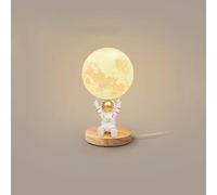 YSJNGF Kids Table Lamp Retro Wood Astronaut Table Lamp Mid Century Desk Lamp Milk Planet Globe Bedside Lamp Farmhouse Vintage Nightstand Lamp for Children Bedroom Nursery Room Girls Boys Room Home