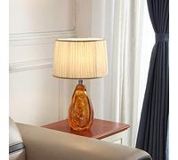 YSJNGF LED Desk Lamp Accent Table Lamps 20.9" High Three-Dimensional Flower Glass Fabric Drum Shade for Bedroom Bedside Nightstand Office Table Lamp Reading Lamp (Color : Amber)