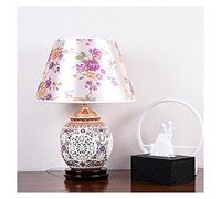 YSJNGF LED Desk Lamp Asian Traditional Chinese Table Lamp Blue and White Porcelain Bedside Desk Lamp Hollow Pattern Printed Fabric Lampshade Bedroom Living Room Table Lamp Reading Lamp (Color : B)