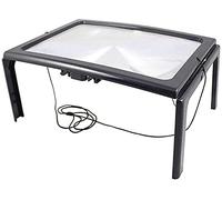 YSJNGF Magnifier 3X Full Page A4 Hand Hanging Magnifying Glass, Desktop Rectangular Illuminated Reading Magnifier with 4 LED Light, Suitable for Elderly, Books, Maps, Sewing, Jewellery, Craft Chaser