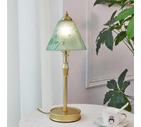 YSJNGF Mid Century Table Lamp Tall Black Gold Antique Table Lamp Pull Chain Oriental Floral Green Glass Bedside Lamp Retro Farmhouse End Nightstand Lamp for Living Room Bedroom Home Office