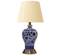 YSJNGF Oriental Vase Porcelain Glaze Table Lamp Night Lamp Hand Flowers Upscale Gold Copper Support Bedside Lamp China Mandarin Blue and White Porcelain Desk Light (C)