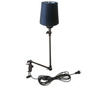YSJNGF Plug-in Clip-on Desk 1-Light Nordic Nightstand with Flexible Arm, Black Drum Fabric Lampshade, 8.2FT Plug in Cord, Decorative Clamp Lamp for Office Home Bookshelf Bedside
