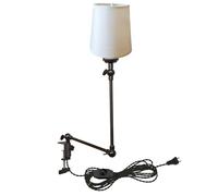 YSJNGF Plug-in Clip-on Desk 1-Light Nordic Nightstand with Flexible Arm, Cream Drum Fabric Lampshade, 8.2FT Plug in Cord, Decorative Clamp Lamp for Office Home Bookshelf Bedside