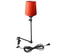 YSJNGF Plug-in Clip-on Desk 1-Light Nordic Nightstand with Flexible Arm, Orange Drum Fabric Lampshade, 8.2FT Plug in Cord, Decorative Clamp Lamp for Office Home Bookshelf Bedside