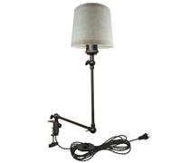YSJNGF Plug-in Clip-on Desk 1-Light Nordic Nightstand with Flexible Arm, White Drum Fabric Lampshade, 8.2FT Plug in Cord, Decorative Clamp Lamp for Office Bookshelf Bedside Home