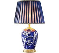 YSJNGF Plum Blossom and White Porcelain Ceramic Bedroom Bedside Lamp Blue Neo-Classical Chinese Style Living Room Club Hotel Desktop Decoration Table Lamps