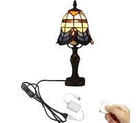 YSJNGF Remote Control Desk Bedside Table with Stained Glass Lamp Shade Light Fixture for Living Room Bedroom Kitchen Dining Bar