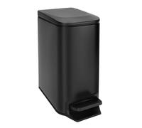 YSJNGF Small Bathroom Trash Can with Lid Matt Black Soft Close, 6 Liter / 1.6 Gallon Stainless Steel Garbage Can Narrow with Removable Inner Bucket, Step Pedal