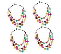 YSJNGF Statement Layered Coconuts Shell Necklaces Colorful African Beaded Wood Bead Chunky Necklace for Women