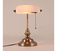 YSJNGF Table Lamps Vintage Bankers Lamp Traditional Adjustable Classsic Office Reading Light with White Glass Shade Antique Brass Finish Base, E27