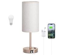 YSJNGF Touch Bedside Table Lamp with USB - 3 Way Dimmable Lamp for Bedroom Nightstand, Desk Lamp with Charging Station for Dorm, Office, Living Room,Kids Room