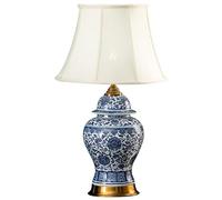 YSJNGF Vintage Table Lamp Antique Rustic Farmhouse Ceramics Table Lamp Ginger Jar Blue and White Porcelain End Desk Lamp Tall Retro Bedside Nightstand Lamp for Living Room Bedroom Home Office