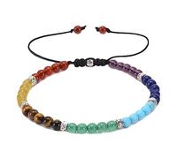 YSJNHX Adjustable Woven Jewelry Bracelets for Him and Her, 4mm Natural Stone Stretch Bracelets, Gift for Men Made of Real Natural Stones - 7.5" Taps for Home