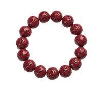 YSJNHX CCXXYGWJ Gebetsperlen, Perlenkette, Armband, buddhistisches Gebetsperlen-Armband, natürliches Zinnober-Wahrheitsarmband mit sechs Wörtern, Feng-Shui-Reichtum, verheißungsvolles Friedensarmband