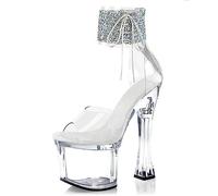 YSJNHX Clear Stiletto High Heels for Women Transparent Open Toe Shoes Heeled for Women Platform Heel Sandals Pumps