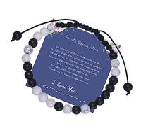 YSJNHX Jewellery Bracelet 6mm Natural Stone Morse Code Woven Adjustable with Card for Him and Her, Elastic Bracelet for Men and Women - 20cm Household Fittings