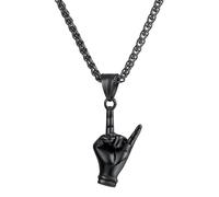 YSJNHX NBYGSC 925 Sterling Silver Rock And Roll Necklace For Women And Men, Rock and Roll Hand Gesture Necklace, Rap Rock DJ Music Headphone Pendant Necklace, Spiked Choker, Punk Choker