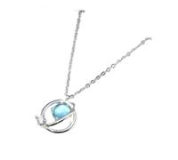YSJNHX NBYGSC Blue Planet Meteor Shower Key Pendant Necklace Tiny Silver Color Clavicle Chain Collar for Women Friendship Jewelry-T57