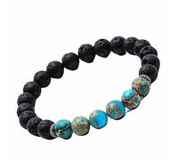 YSJNHX Schmuck Lava Stone Bracelets for Him and Her, Real Natural Stones, Elastic Bracelet, 8 mm, Great Gift Idea - 19 cm Faucets for the Home