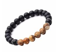 YSJNHX Schmuck Lava Stone Bracelets for Him and Her, Real Natural Stones, Elastic Bracelet, 8 mm, Great Gift Idea - 19 cm Faucets for the Home