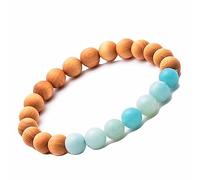 YSJNHX Schmuck Lava Stone Bracelets for Him and Her, Real Natural Stones, Elastic Bracelet, 8 mm, Great Gift Idea - 19 cm