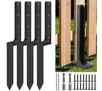 YSJWAER Fence Post Repair Kit - Heavy Duty Thicker Fence Post Anchor Stake Repair 4x4/6x6 Wooden Fence Post Support (4 Pcs)