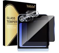 Yskbilm Front Privacy Screen for Samsung Galaxy Z Flip 6 / Z Flip6 5G for Tempered Glass, 2 Pieces Front Anti-Spy Tempered Glass Screen Protector and 2 Pieces Camera Protection, 9H Hardness,